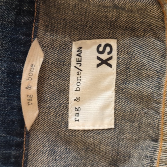 Rag & Bone Jean Distressed Dark Blue Women's Denim Button Vest Jacket Top Sz XS - Picture 6 of 10